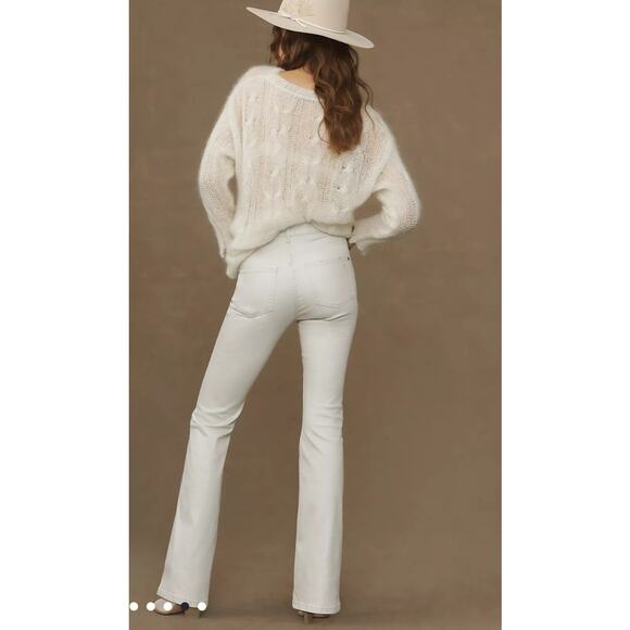 Anthropologie 25 white Pearlescent High-Rise Flare Jeans - Picture 2 of 7